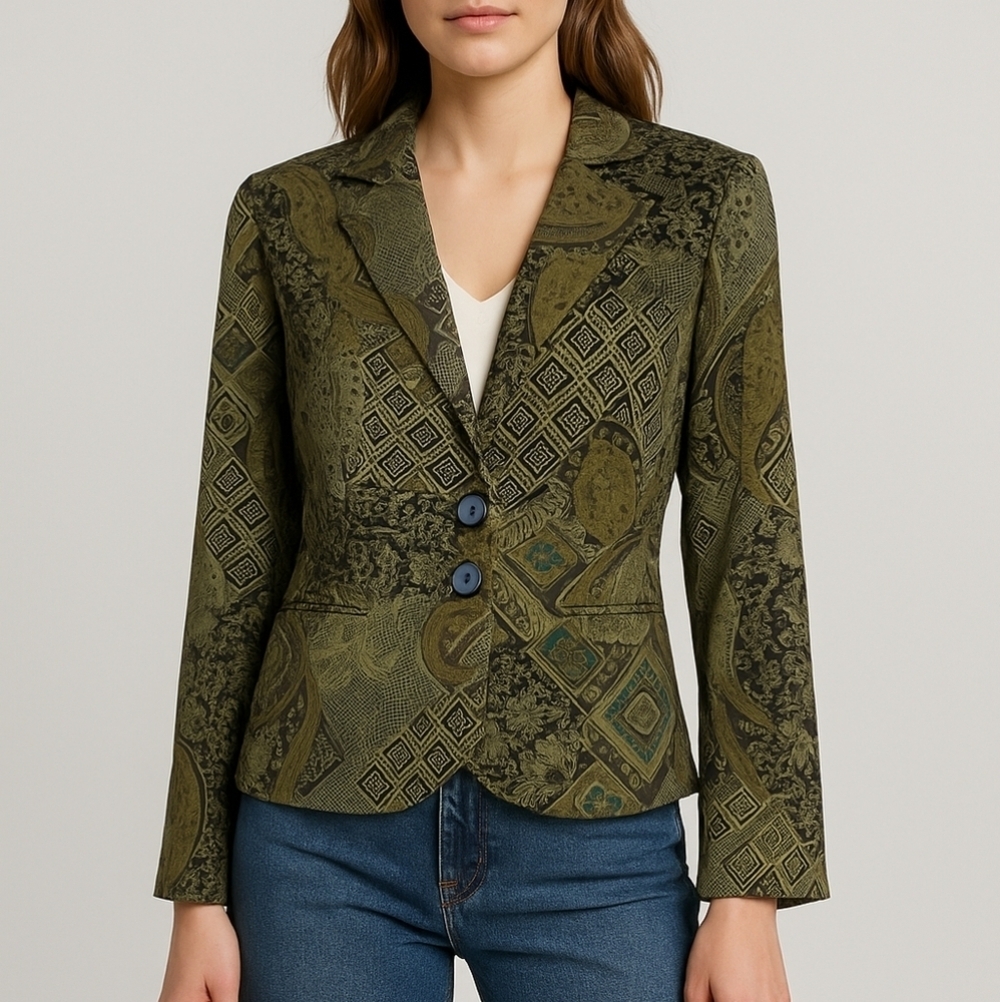 Vintage Notations Blazer with Notched Lapel